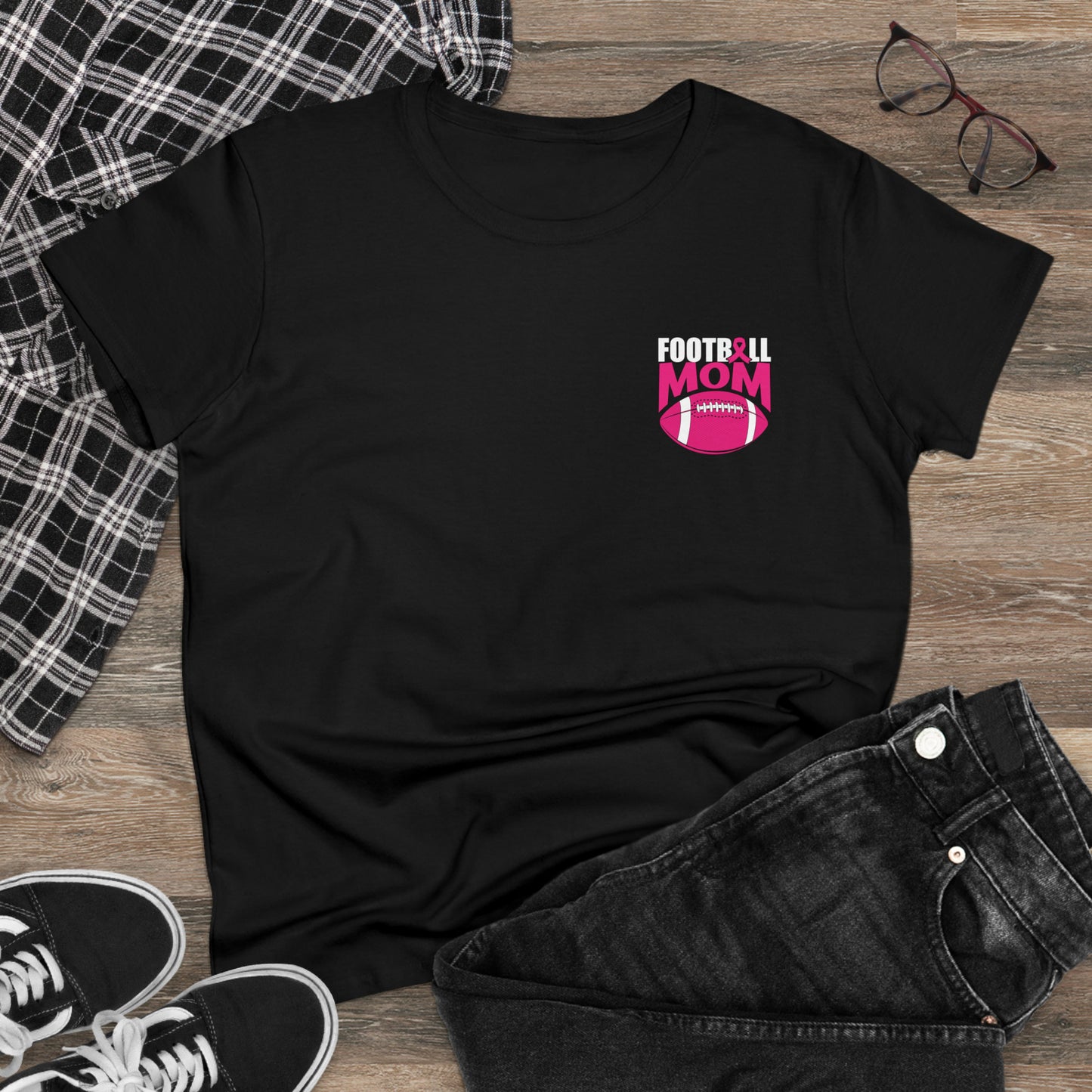 Football Mom Pink Ribbon T-Shirt