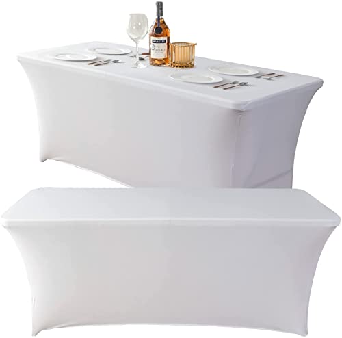 2 Pack Spandex Table Cover (6FT, White)