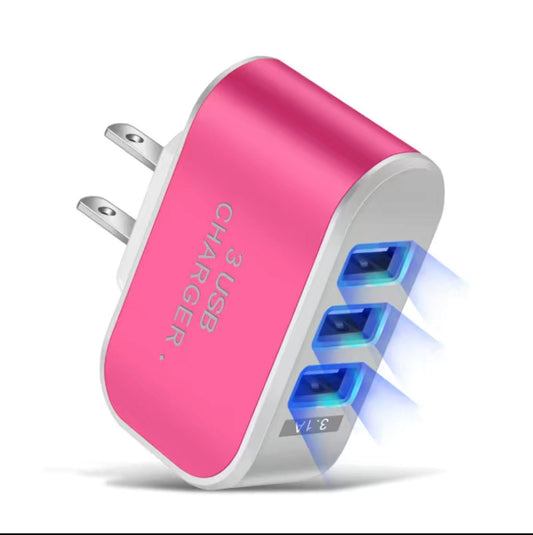 USB 3 Ports Pink Wall Charger