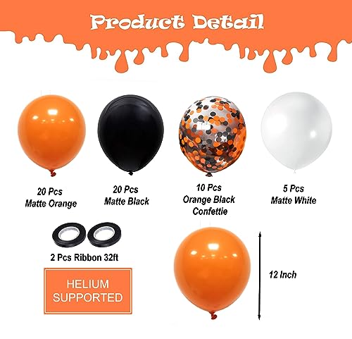 Black and Orange Halloween Balloons - 55Pcs