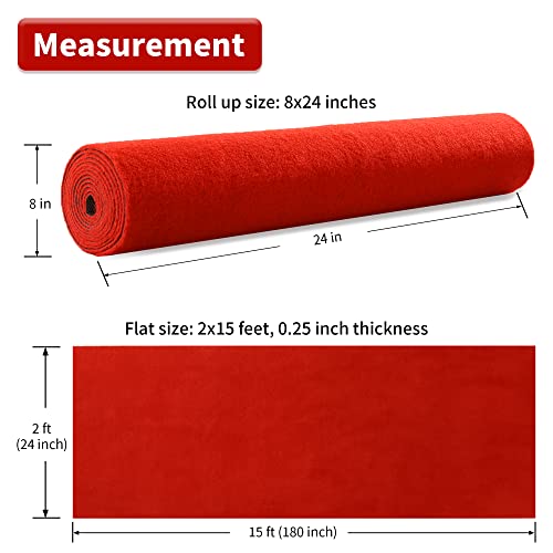 Thick Red Carpet Runner for Events, 2x15 Feet