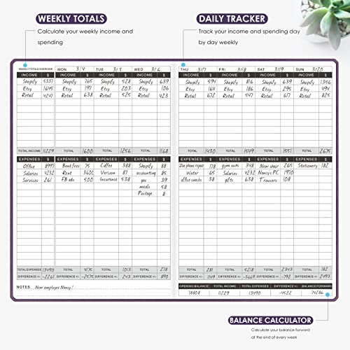 Elegant Income and Expense Tracker Notebook 5.7″ x 8.5″ (Purple)