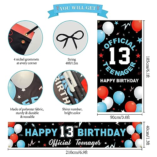 13th Birthday Backdrop and Banner Decorations Kit