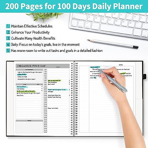 Pink Daily Undated Planner with 200 Pages