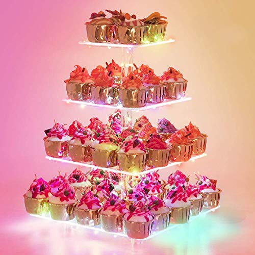 4 Tier Cupcake Holder with LED Light String