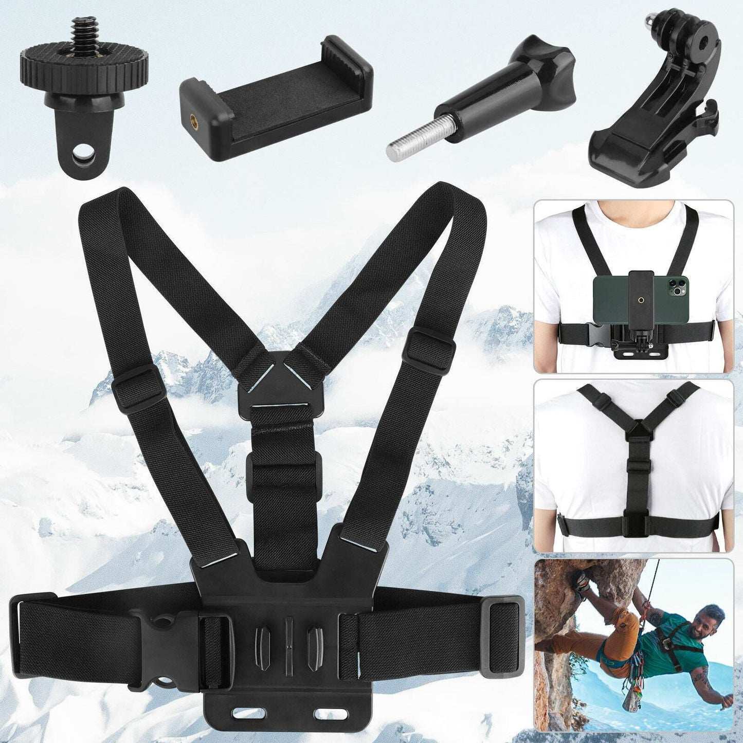 Chest Harness Body Strap Mount Accessories Adjustable For IPhone GoPro Android
