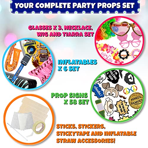 70 Pc Large Premium Photo Booth Props Set for All Occasions