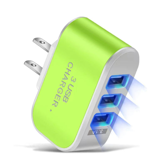 USB 3 Ports Green Wall Charger
