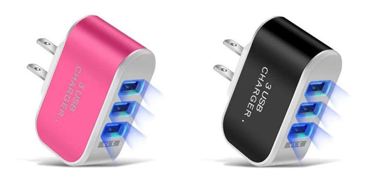 Black and Pink USB 3 Ports Wall Charger